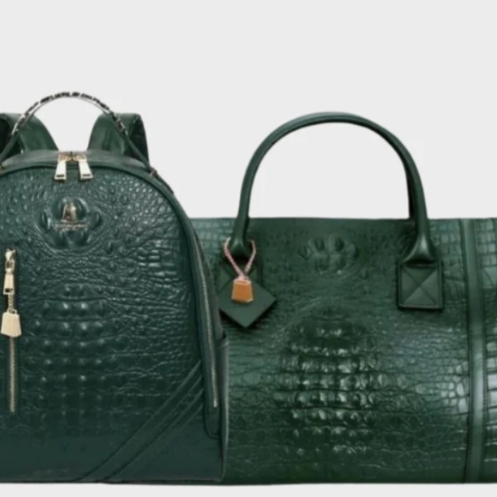 Sold Elegant Green Crocodile Pattern Women's Bag Set